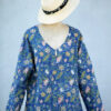 Tunique bleue manches longues en voile de coton